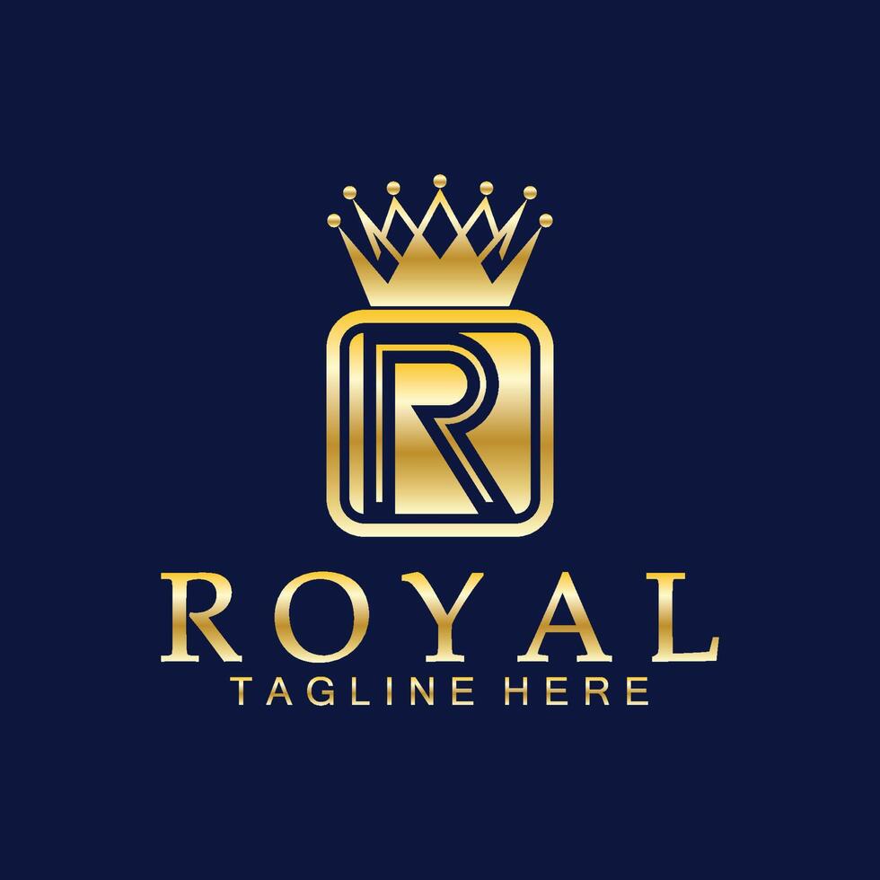 r initiale Royal couronne logo. Royal, roi, reine luxe symbole. Police de caractère emblème. vecteur