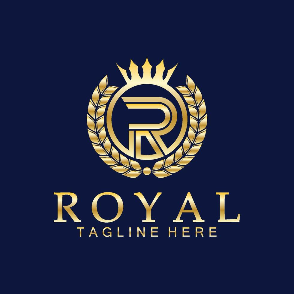 r initiale Royal couronne logo. Royal, roi, reine luxe symbole. Police de caractère emblème. vecteur