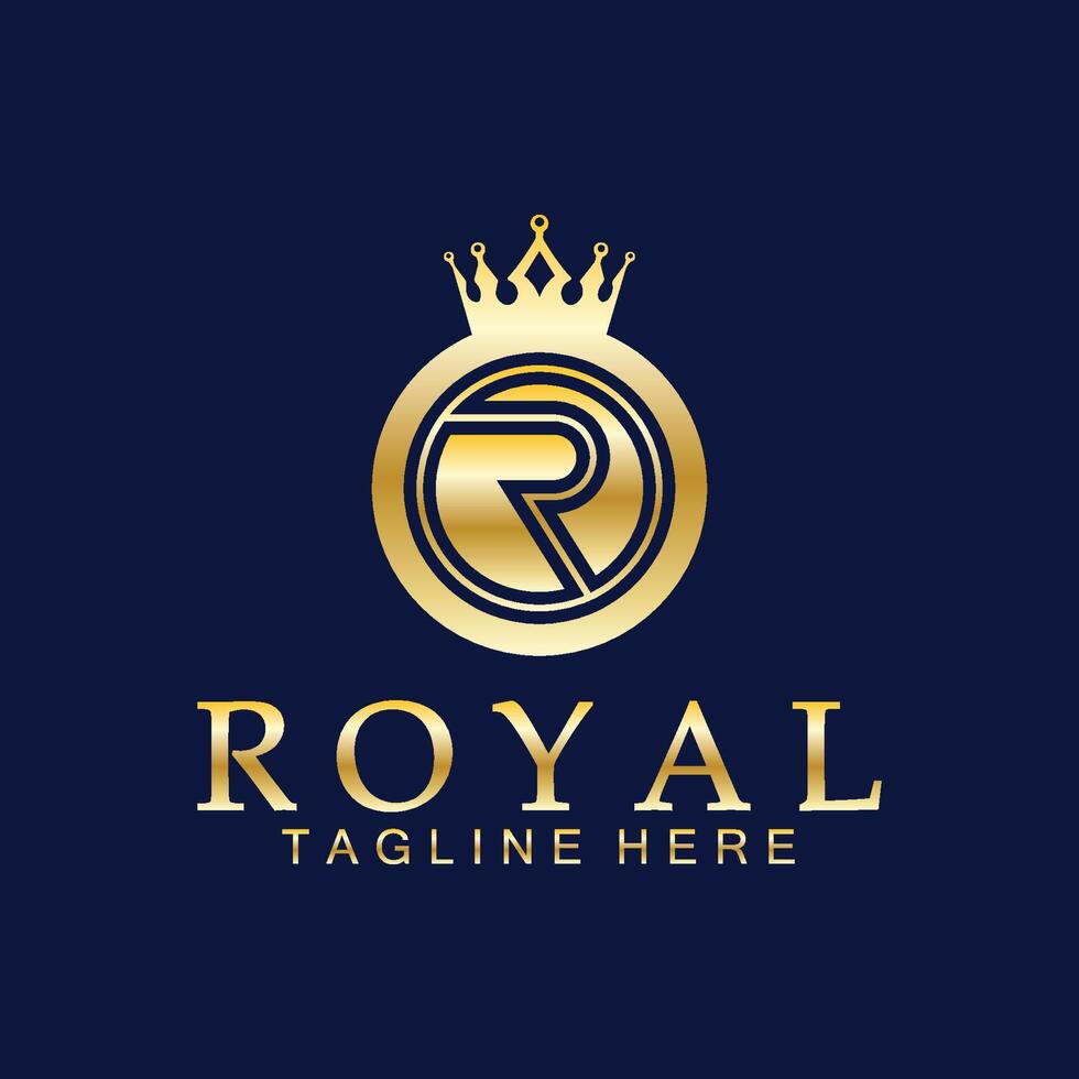 r initiale Royal couronne logo. Royal, roi, reine luxe symbole. Police de caractère emblème. vecteur