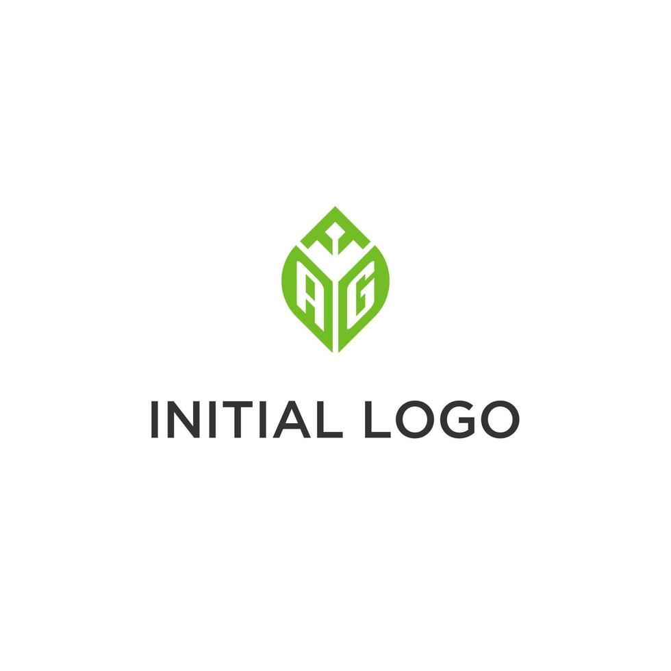 ag monogramme avec feuille logo conception des idées, Créatif initiale lettre logo avec Naturel vert feuilles vecteur