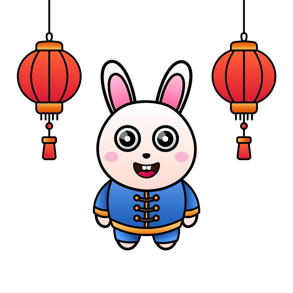 2023 chinois Nouveau an. mignonne lapin avec. chinois Nouveau année ornement décoration vecteur