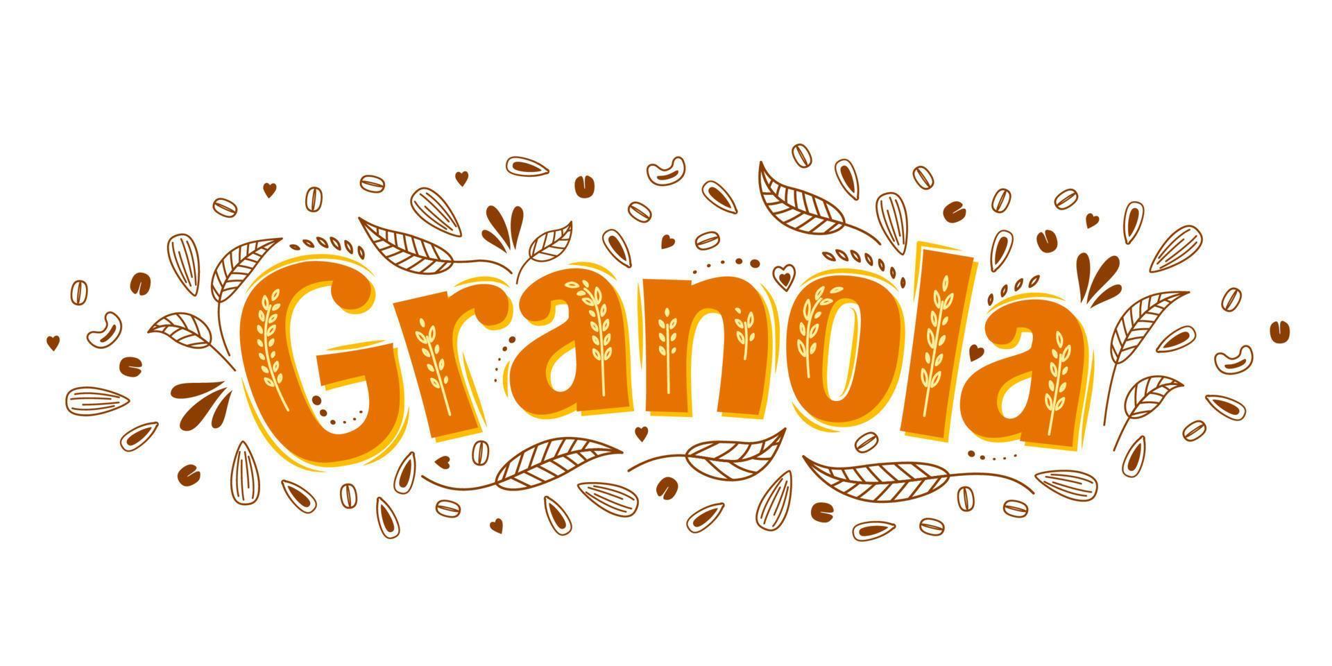 granola flocons d'avoine céréales étiquette pour muesli avoine nourriture vecteur