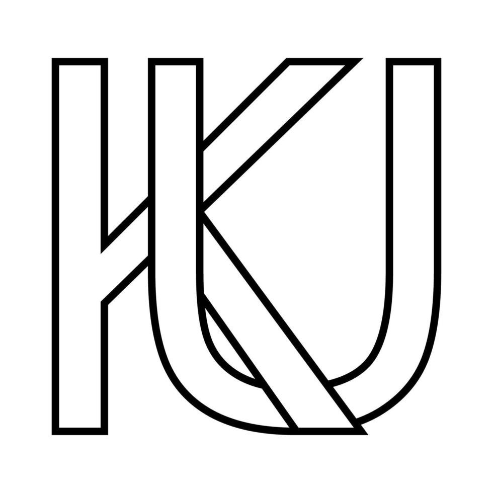logo signe ku Royaume-Uni, icône double des lettres logotype u k vecteur