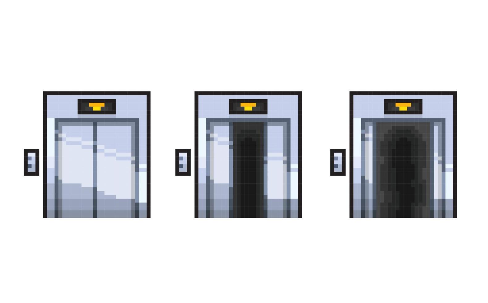 proche et ouvert ascenseur porte dans pixel art style vecteur