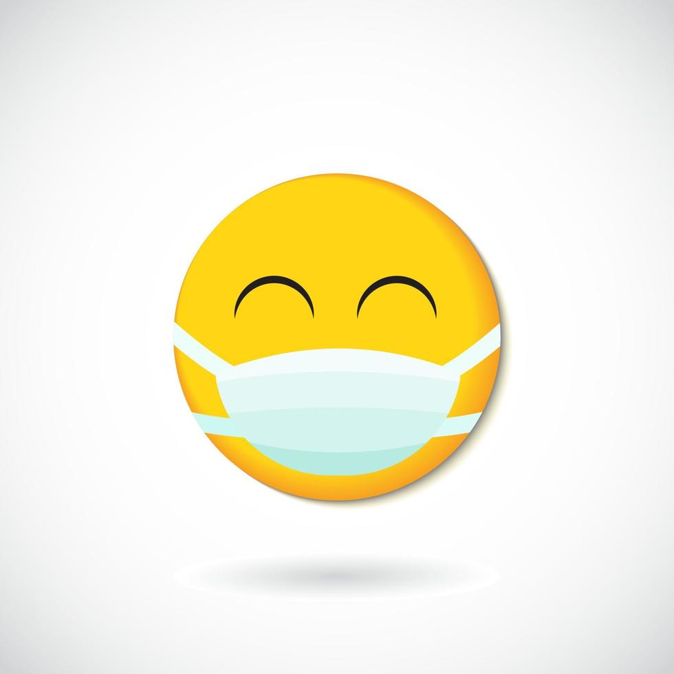 emoji avec bouche masque - Jaune visage avec fermé yeux portant une blanc chirurgical masque vecteur