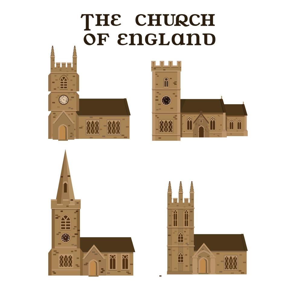 l'ensemble des églises anglaises. illustration vectorielle. vecteur