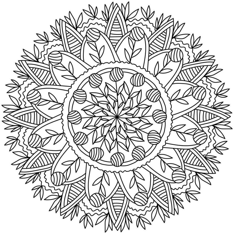 mandala avec rayé fantaisie fleurs, abstrait coloration page vecteur