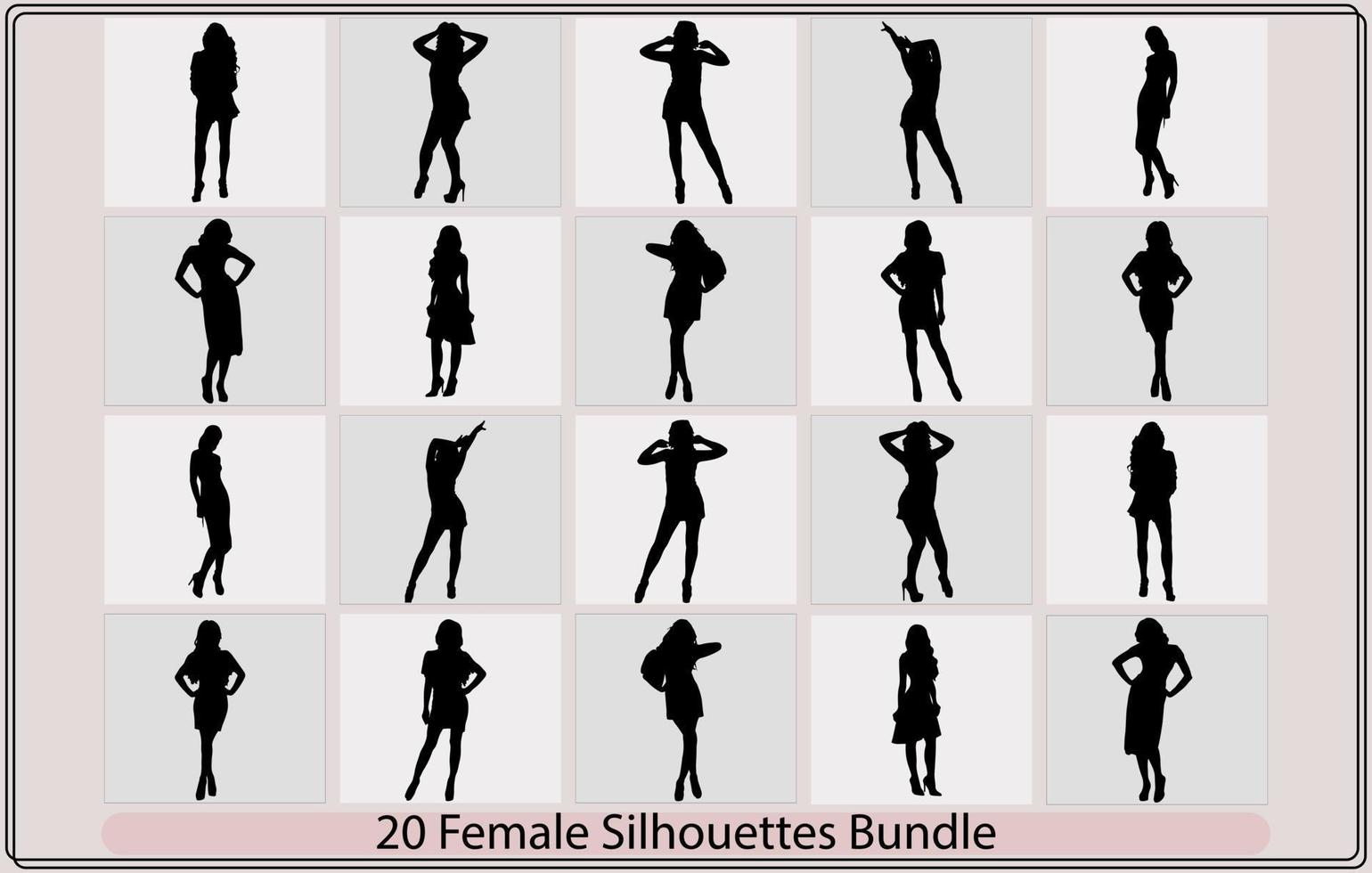 silhouette de une femelle, vecteur noir silhouettes de magnifique femelle,femelle, groupe de silhouettes,
