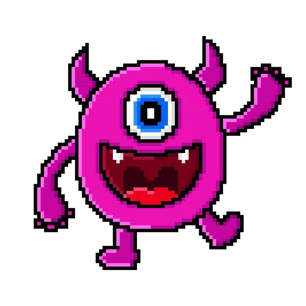 8 bit content illustration monstre conception kawaii vecteur