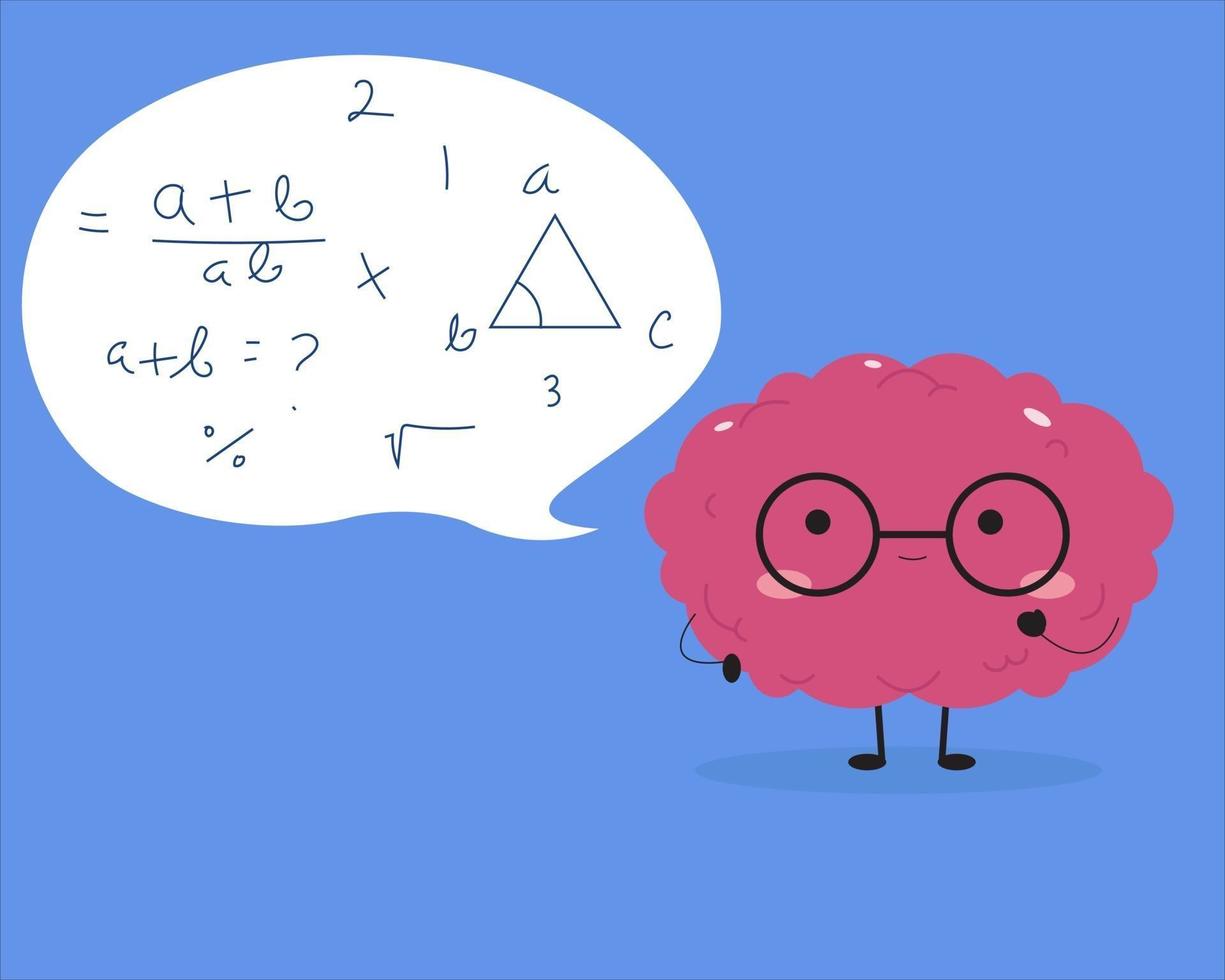 cerveau kawaii essayant de résoudre les maths vecteur