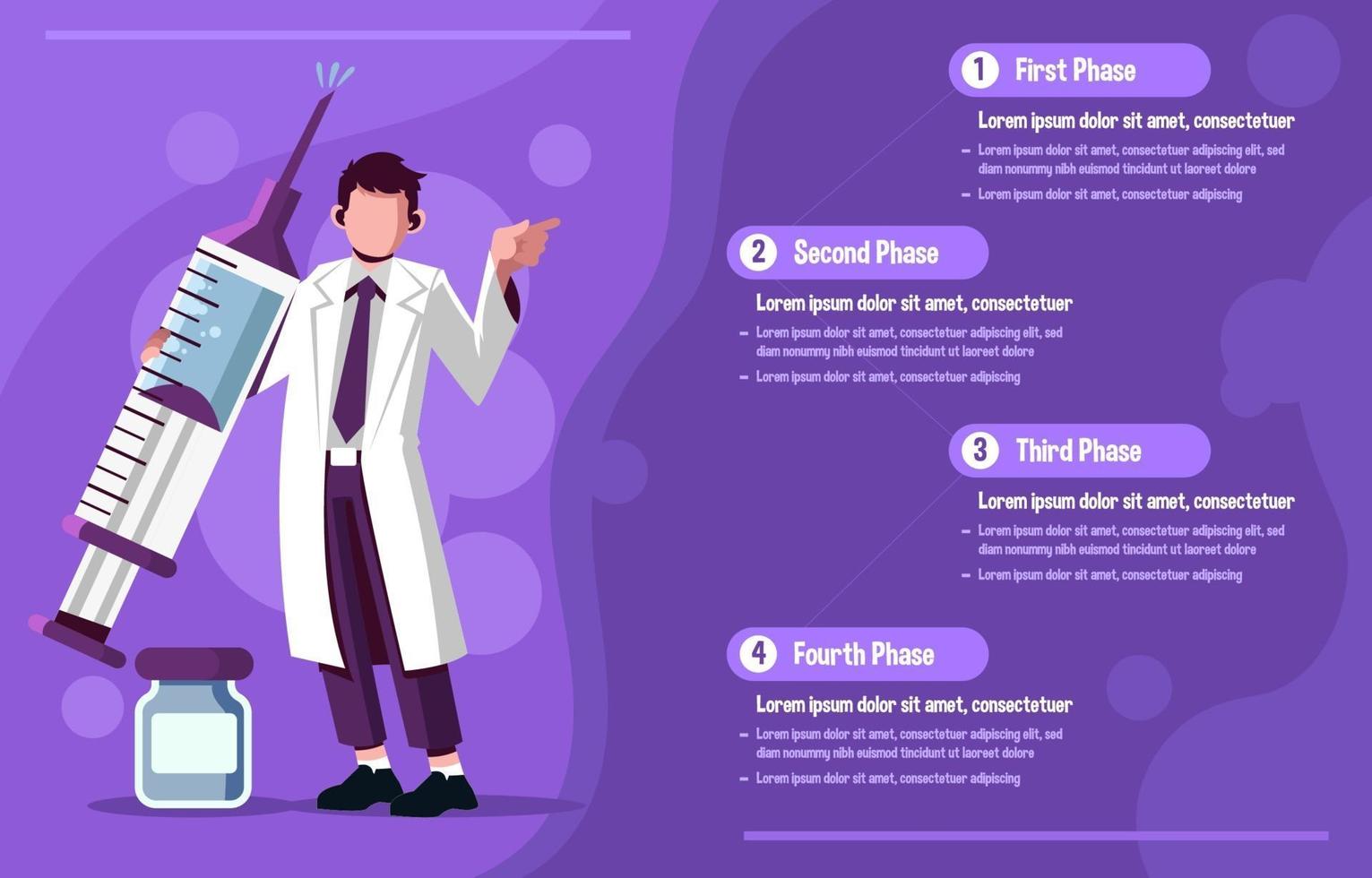 infographie du vaccin minimaliste violet covid vecteur