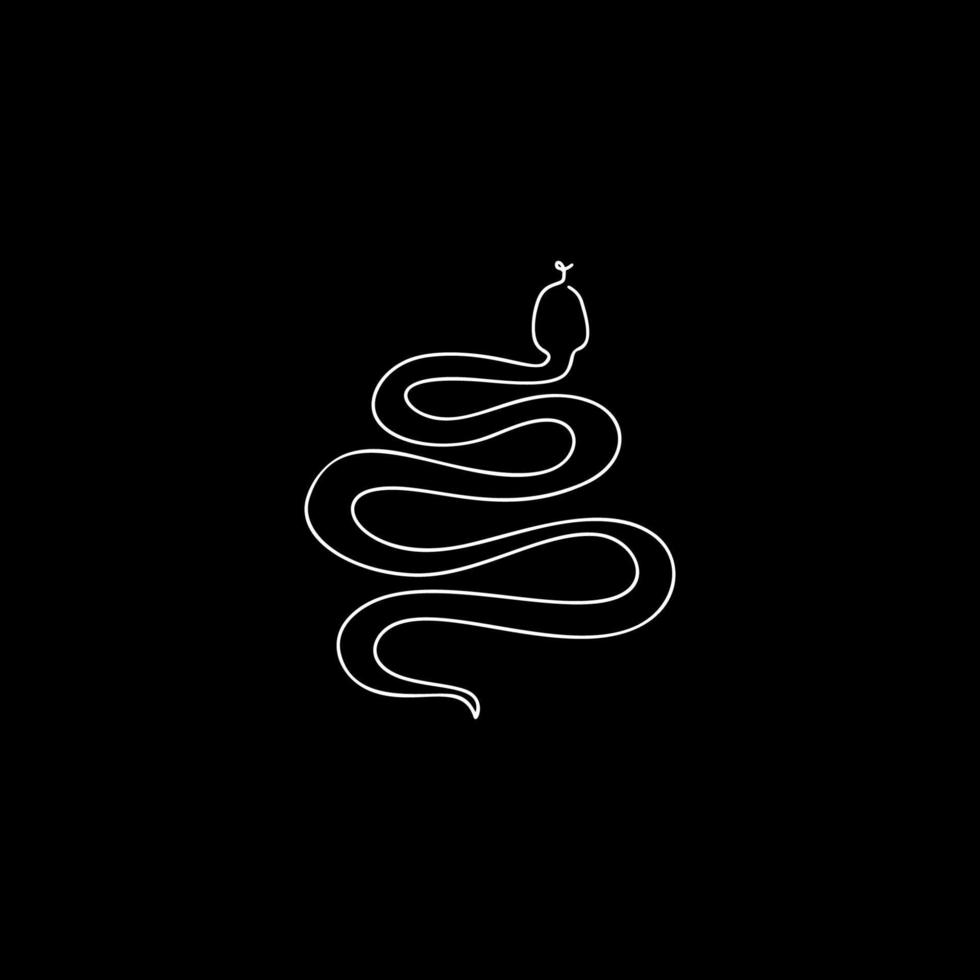 serpent illustration dans ligne art style isolé sur noir vecteur