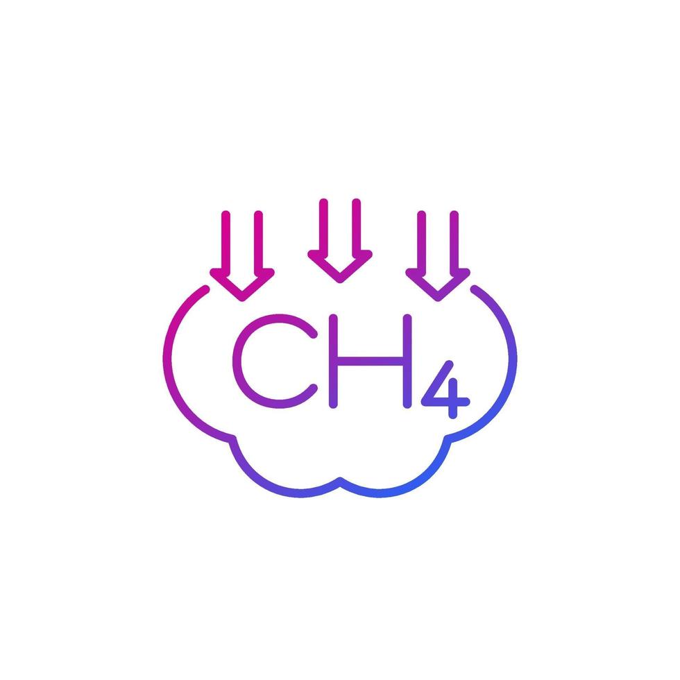 réduction des émissions de méthane, icône de la ligne de gaz ch4 vecteur