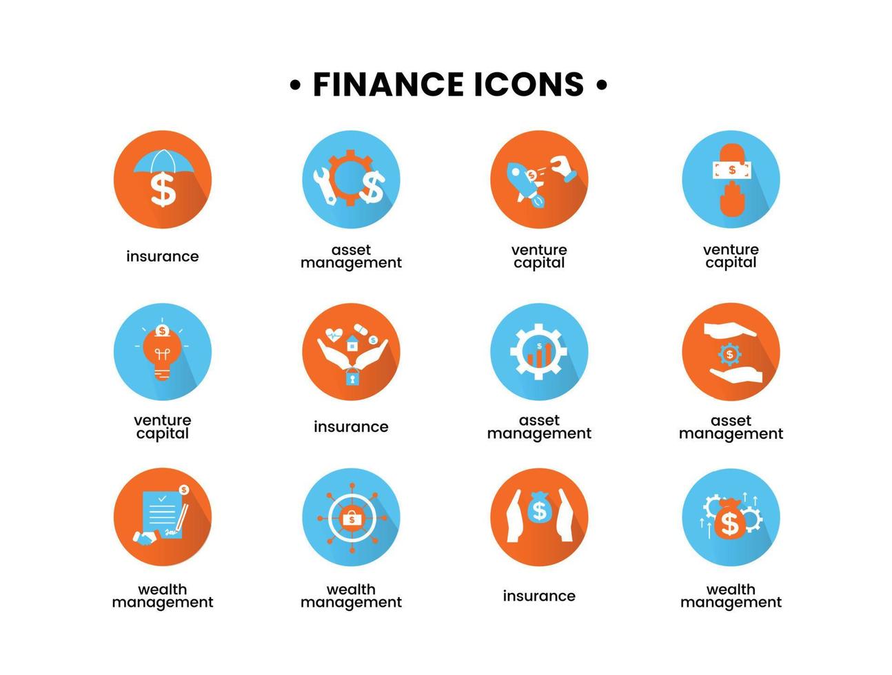 la finance Icônes ensemble. vecteur illustration de atout gestion, entreprise capital, assurance, richesse la gestion Icônes.