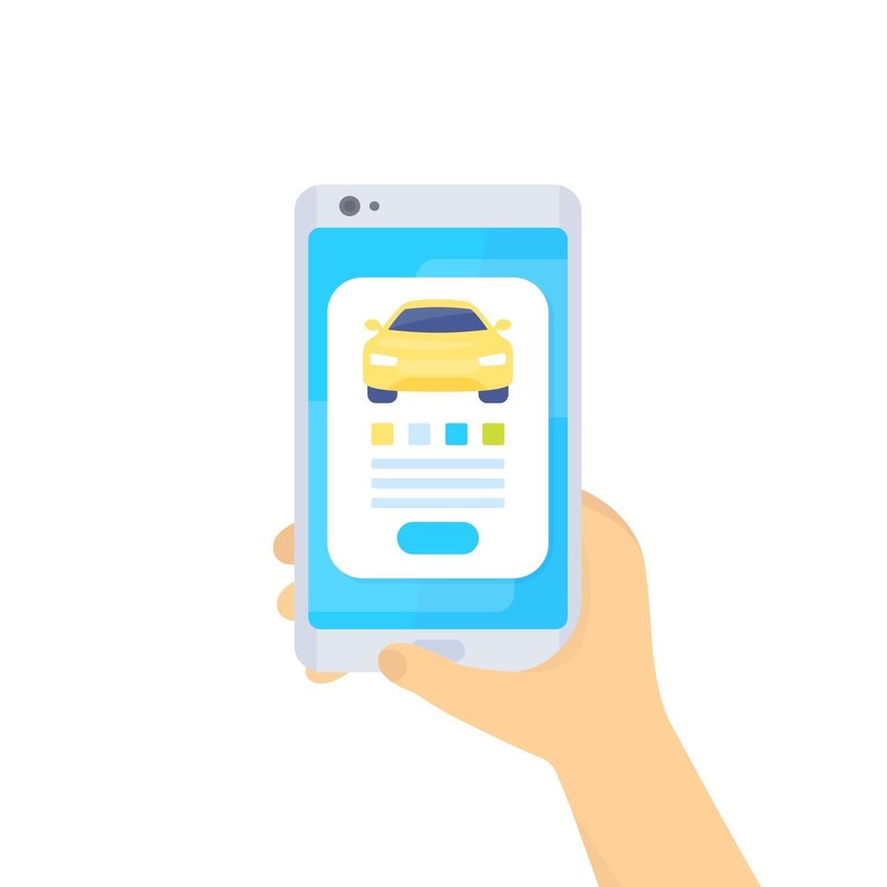 acheter une voiture en ligne avec application mobile, vecteur