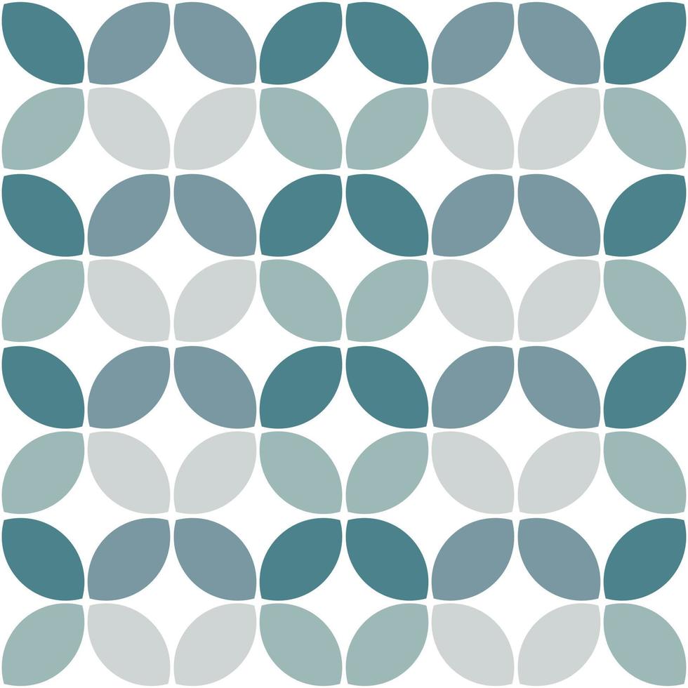 moderne minimaliste géométrique sans couture modèle, arrondi formes, feuilles dans une bleu Couleur schème sur une blanc Contexte vecteur