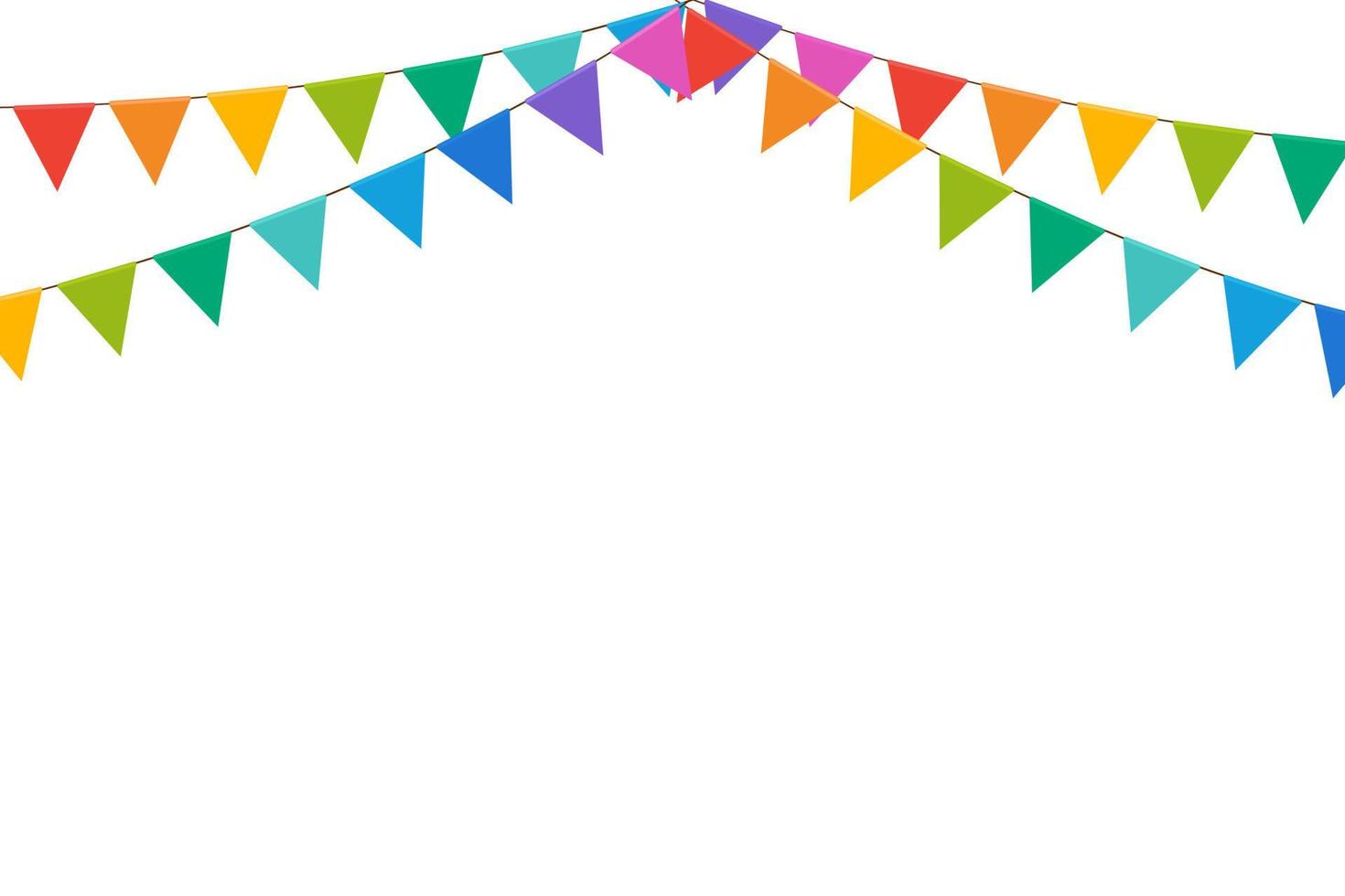 carnaval guirlande avec coloré drapeaux isolé sur blanc Contexte. Festival décoration concept. vecteur