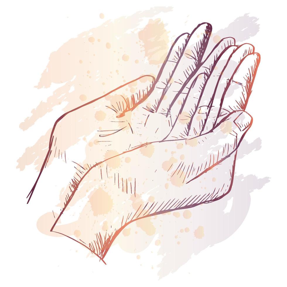 esquisser dessin islamique prier mains. vecteur