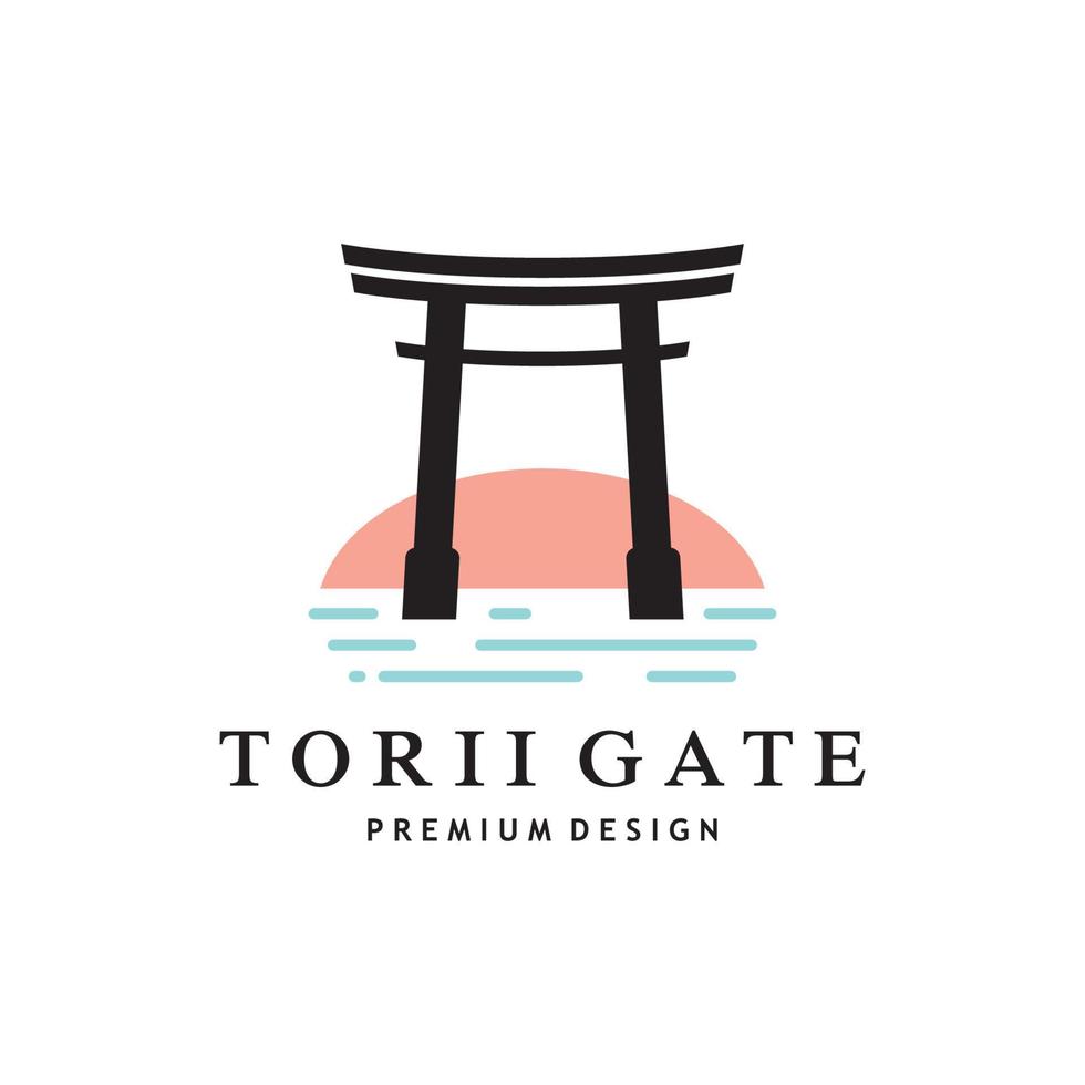 Japonais torii porte logo conception vecteur illustration modèle