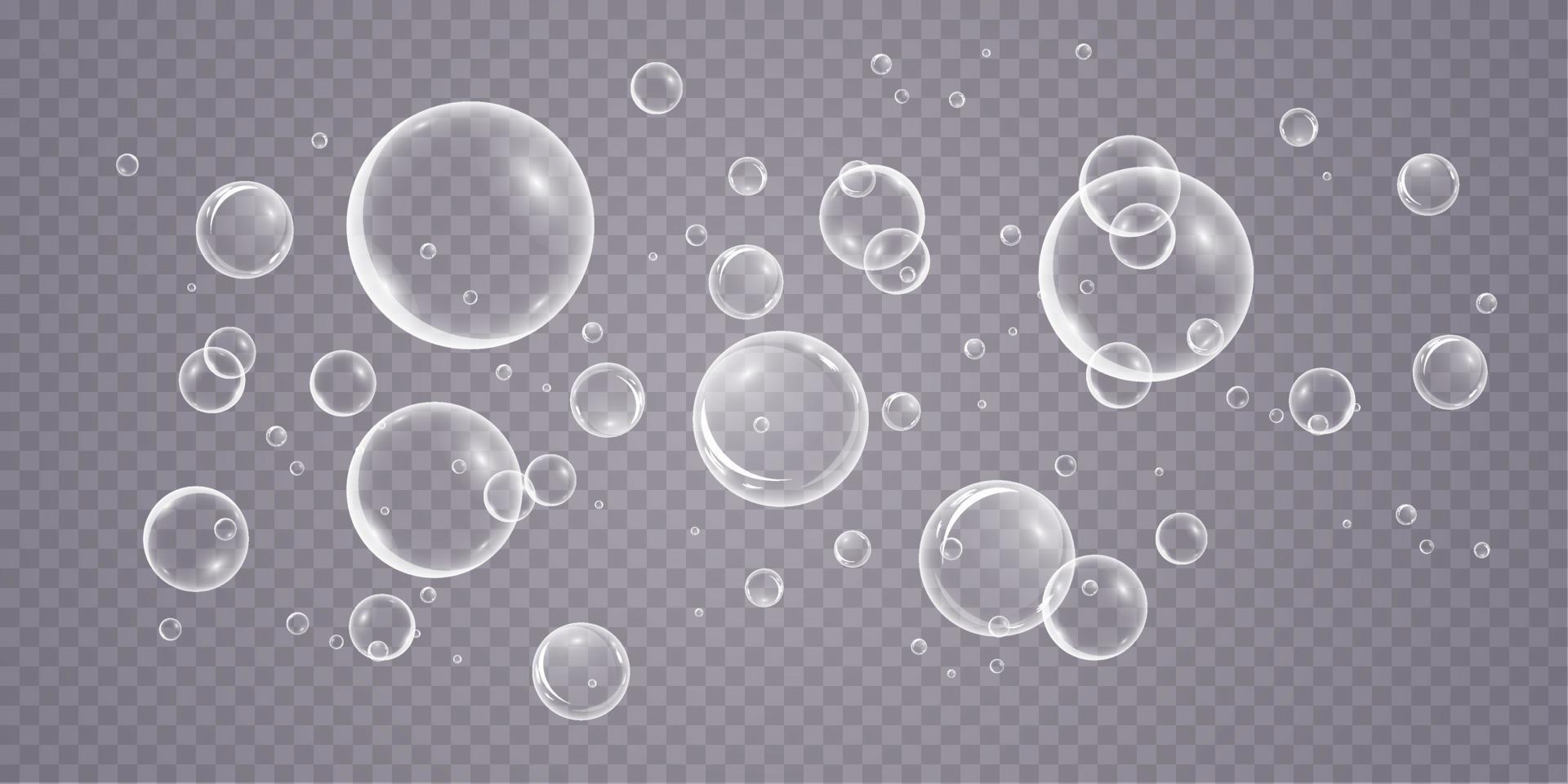coloré savon bulles. isolé, transparent, réaliste savon bulles. vecteur
