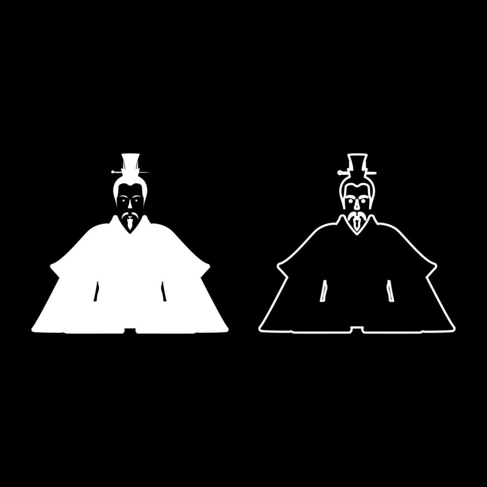 empereur Japon Chine silhouette chinois la noblesse Japonais ancien personnage avatar impérial règle ensemble icône blanc Couleur vecteur illustration image solide remplir contour contour ligne mince plat style