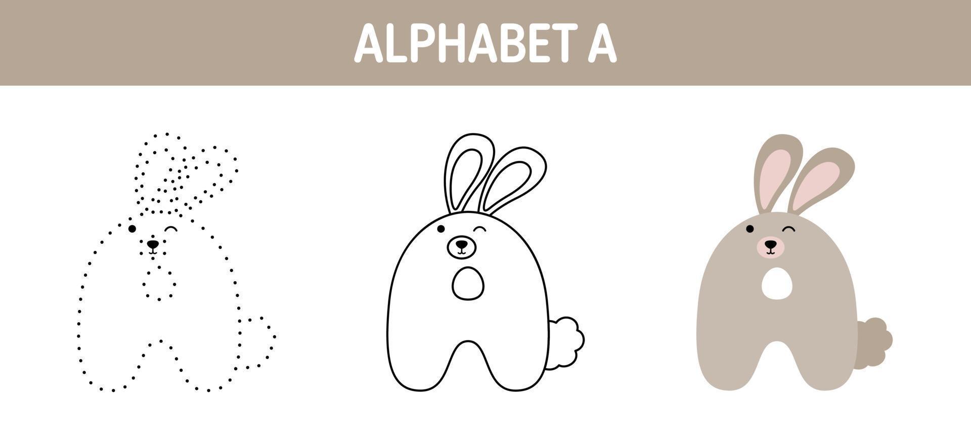 alphabet une feuille de traçage et de coloriage pour les enfants vecteur