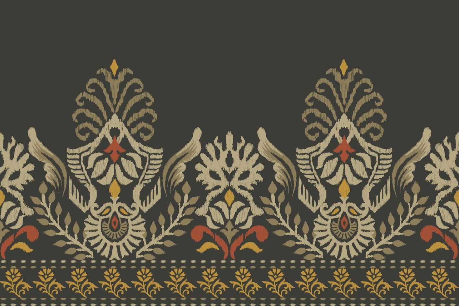 ikat floral paisley broderie sur foncé vert background.ikat ethnique Oriental modèle traditionnel.aztèque style abstrait vecteur illustration.design pour texture, tissu, vêtements, emballage, décoration, paréo.