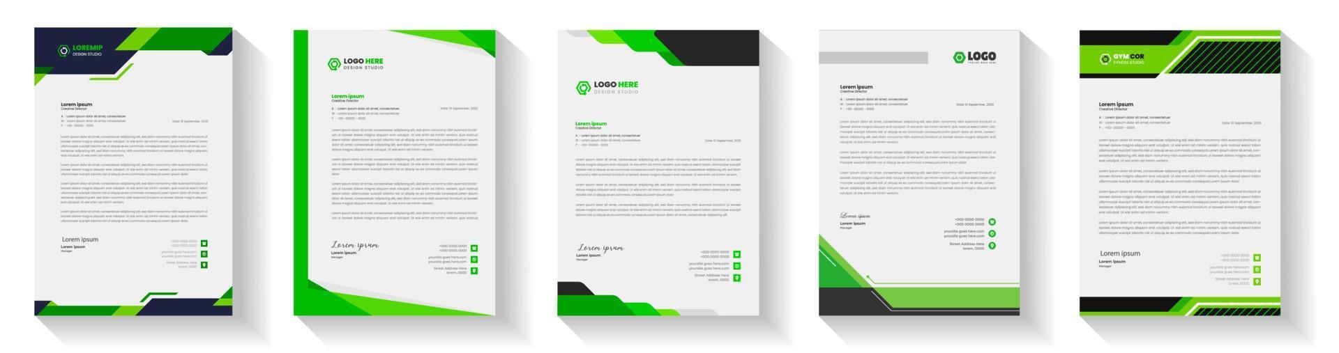 officiel minimal Créatif abstrait professionnel bulletin entreprise moderne affaires proposition en-tête de lettre conception modèle ensemble avec vert couleur. lettre tête conception ensemble avec vert couleur. vecteur
