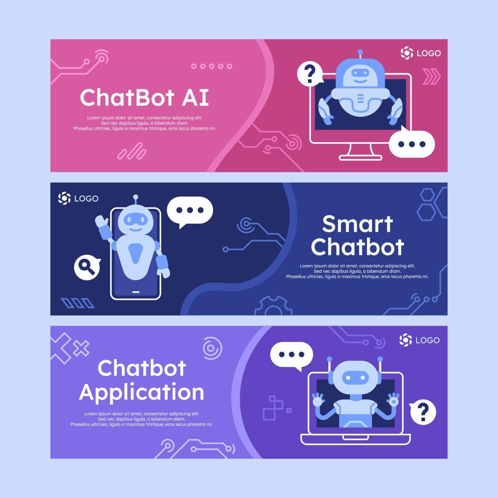 chatbot horizontal bannière modèle vecteur