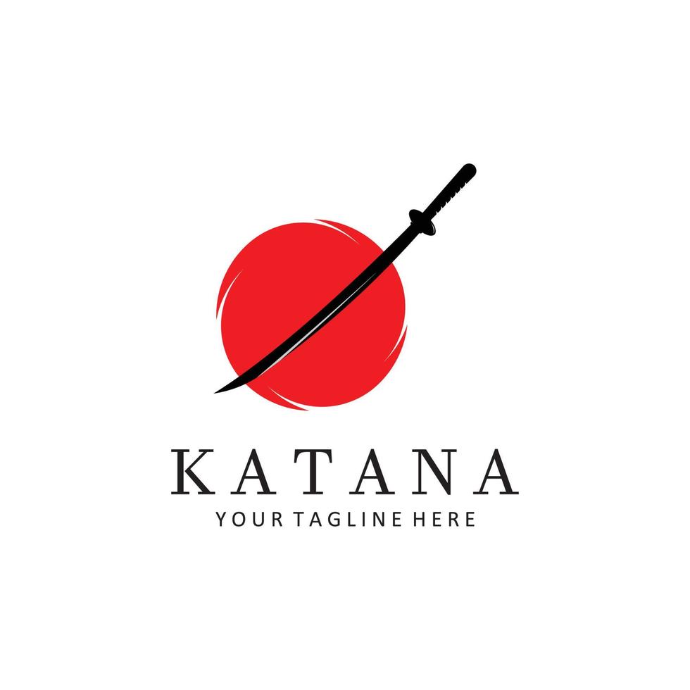 katana épée plat logo modèle vecteur illustration.