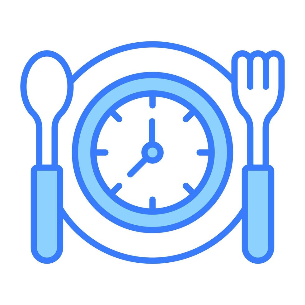 l'horloge sur assiette avec cuillère et fourchette dénotant concept vecteur de jeûne