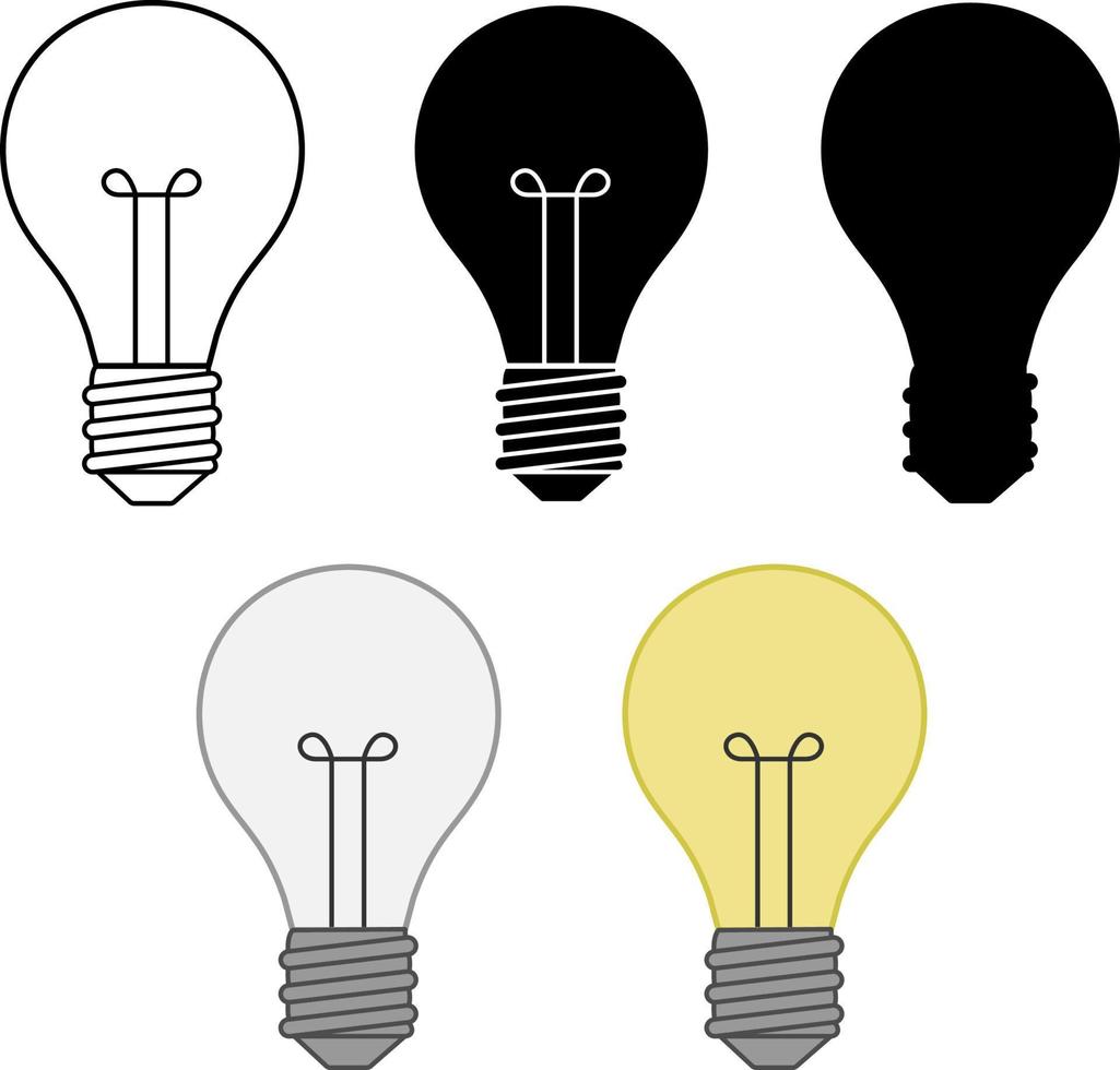 vecteur lumière ampoule icône ensemble. électricité, énergie symbole ou étiqueter. foudre plat conception illustration