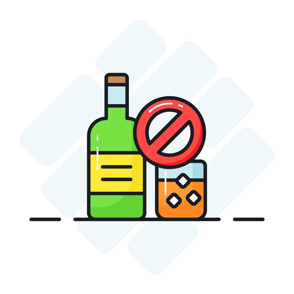 interdit signe sur de l'alcool montrant concept icône de non de l'alcool vecteur