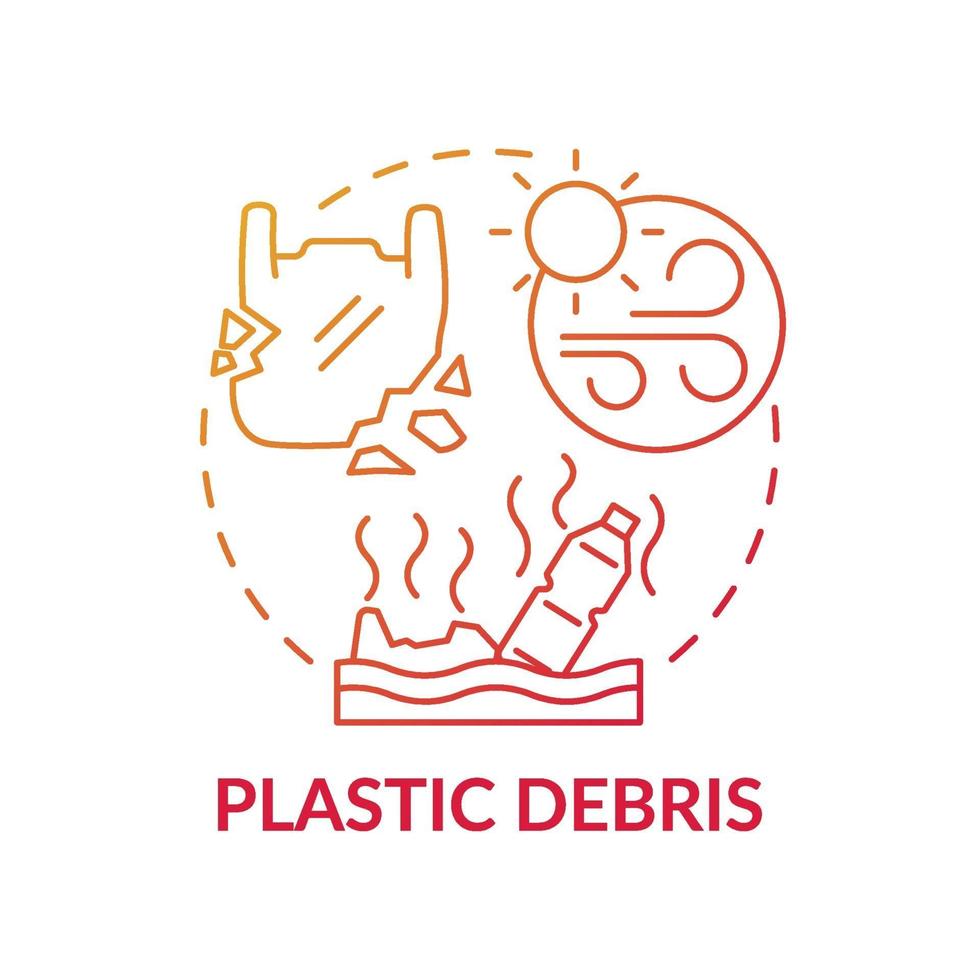 icône de concept de débris en plastique vecteur