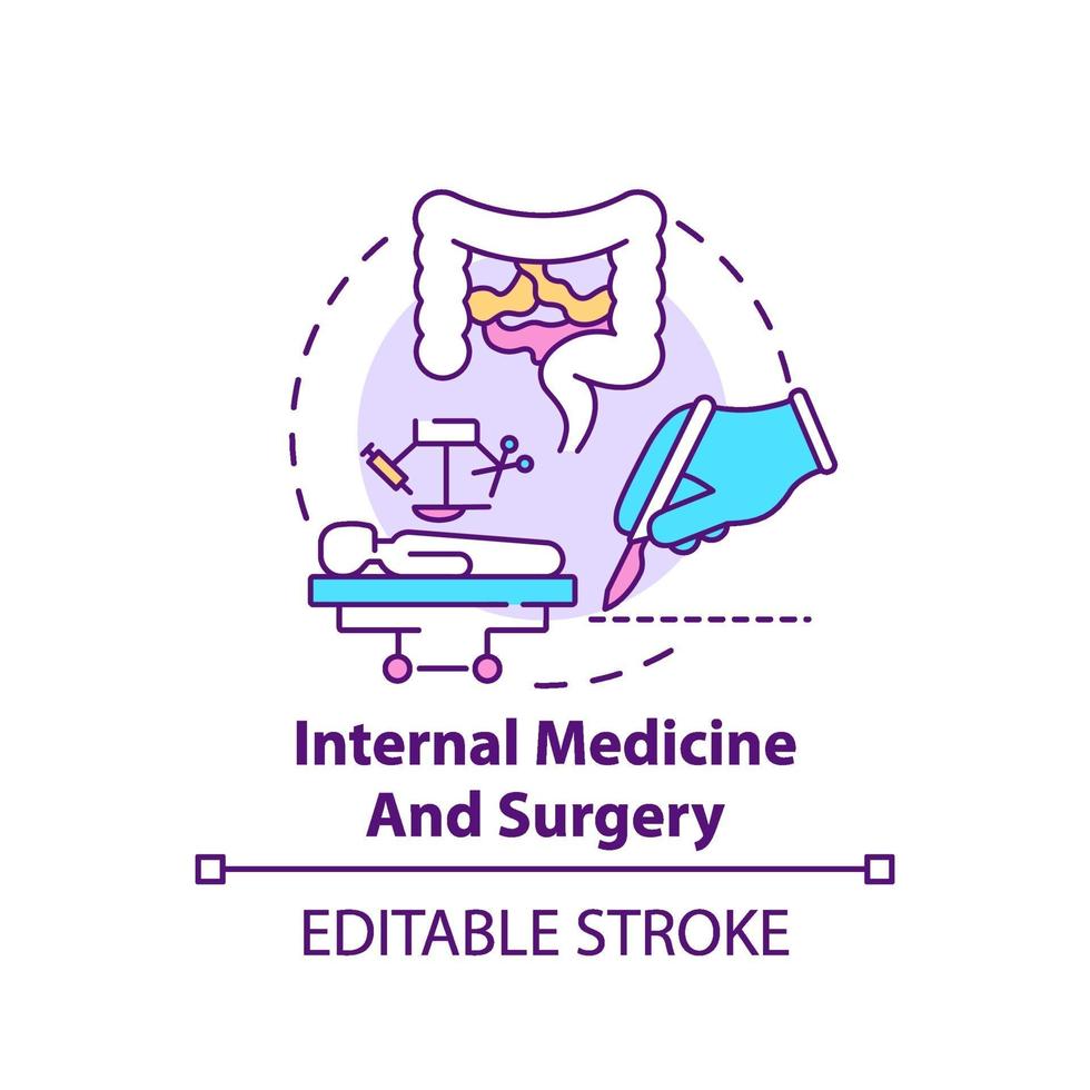 icône de concept de médecine interne et de chirurgie vecteur