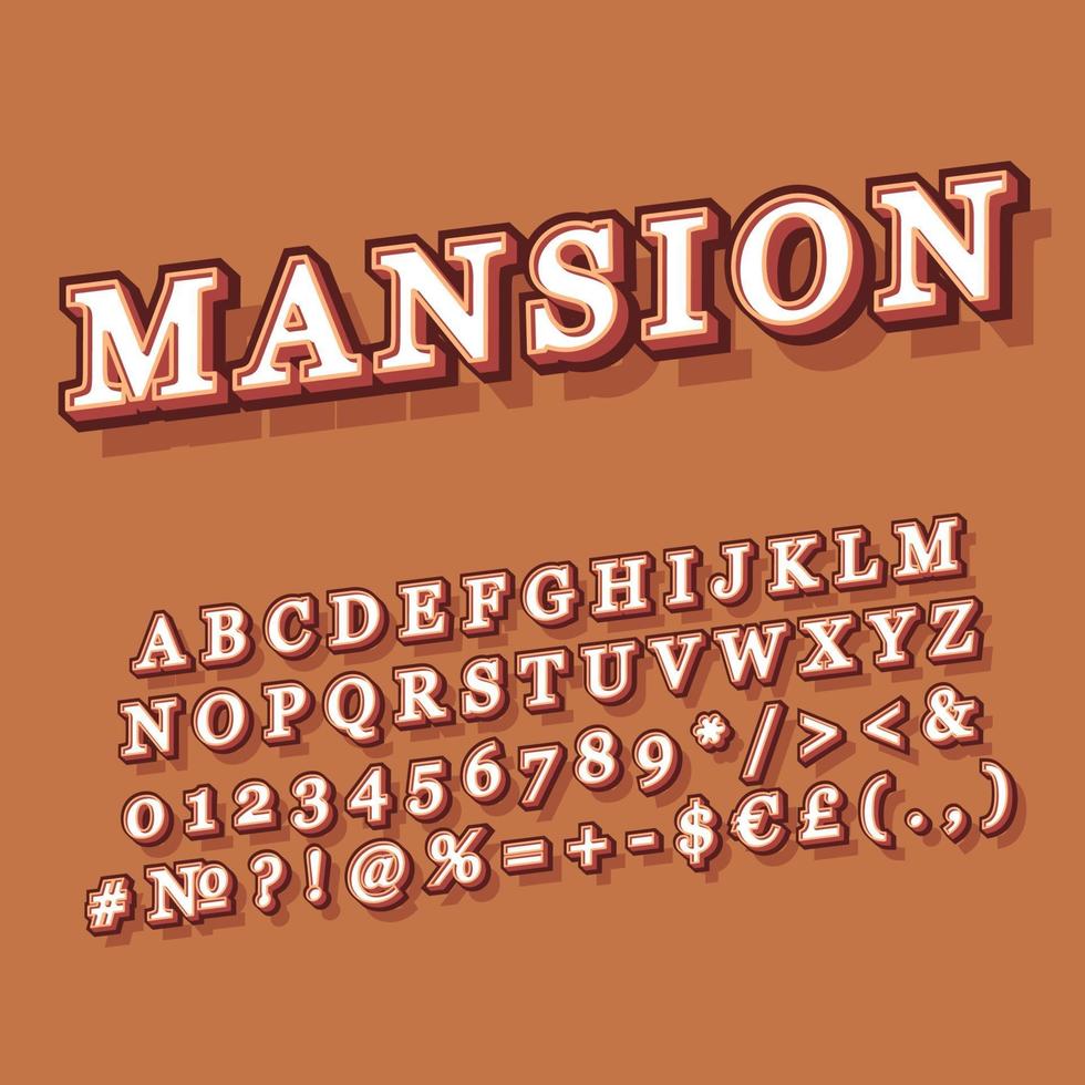 ensemble d'alphabet vecteur 3d vintage mansion
