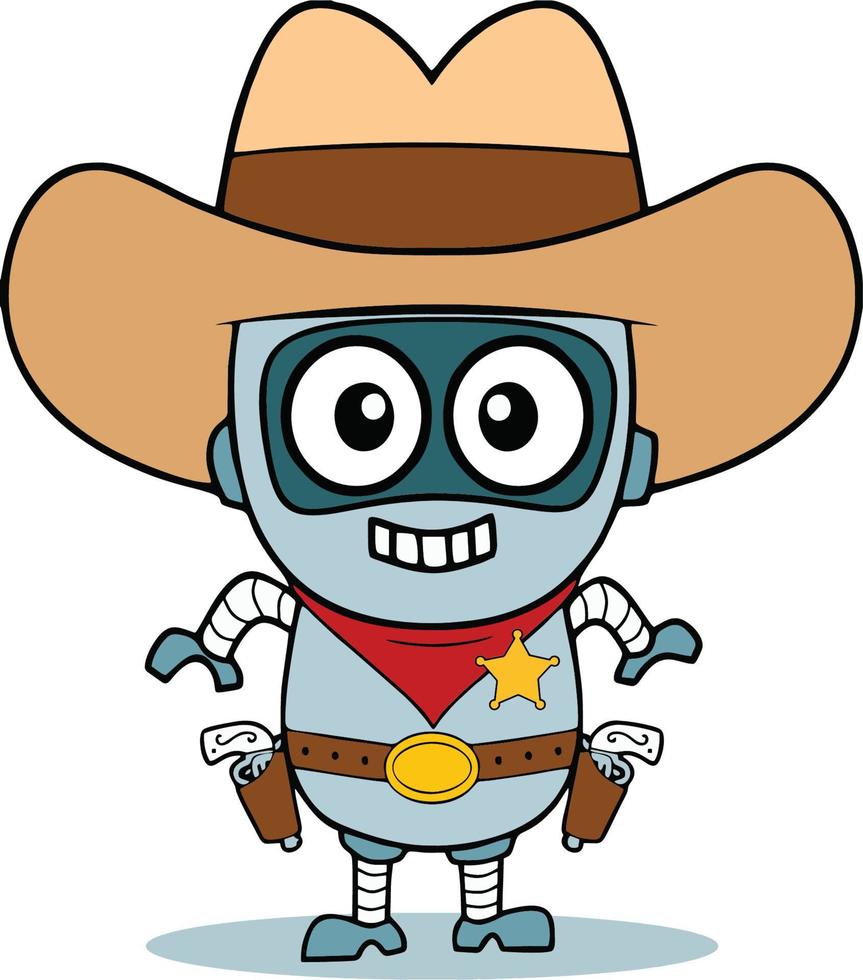 enfant robot shérif dessin animé vecteur