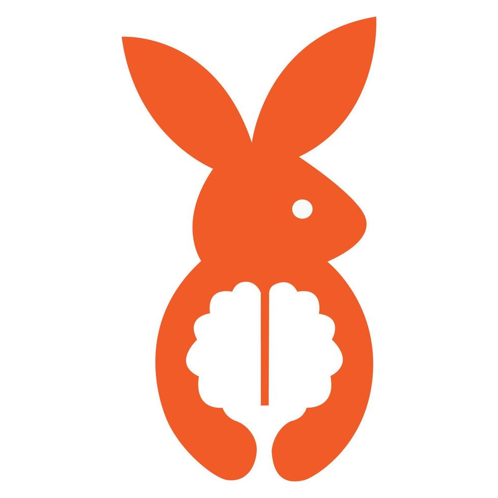 lapin en portant cerveau symbole icône vecteur