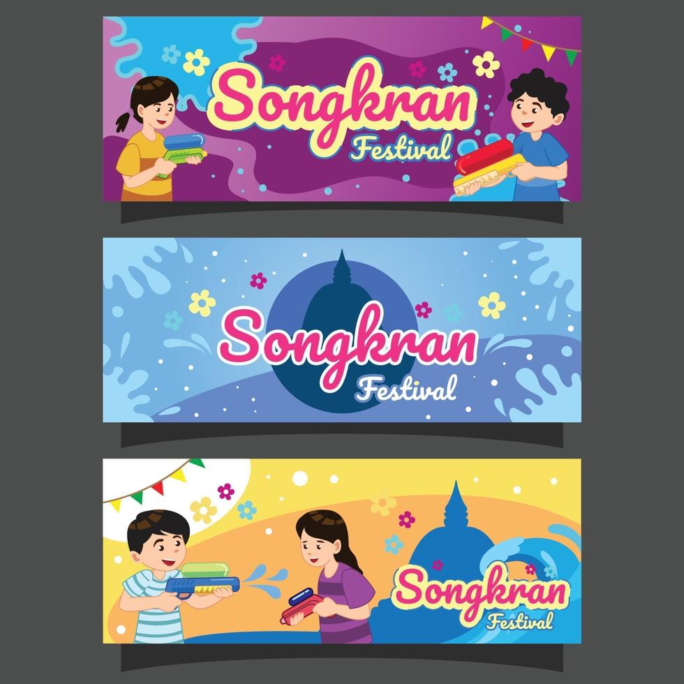 bannière du festival songkran vecteur