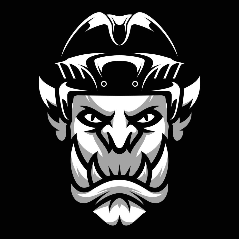 ogre le hockey noir et blanc mascotte conception vecteur