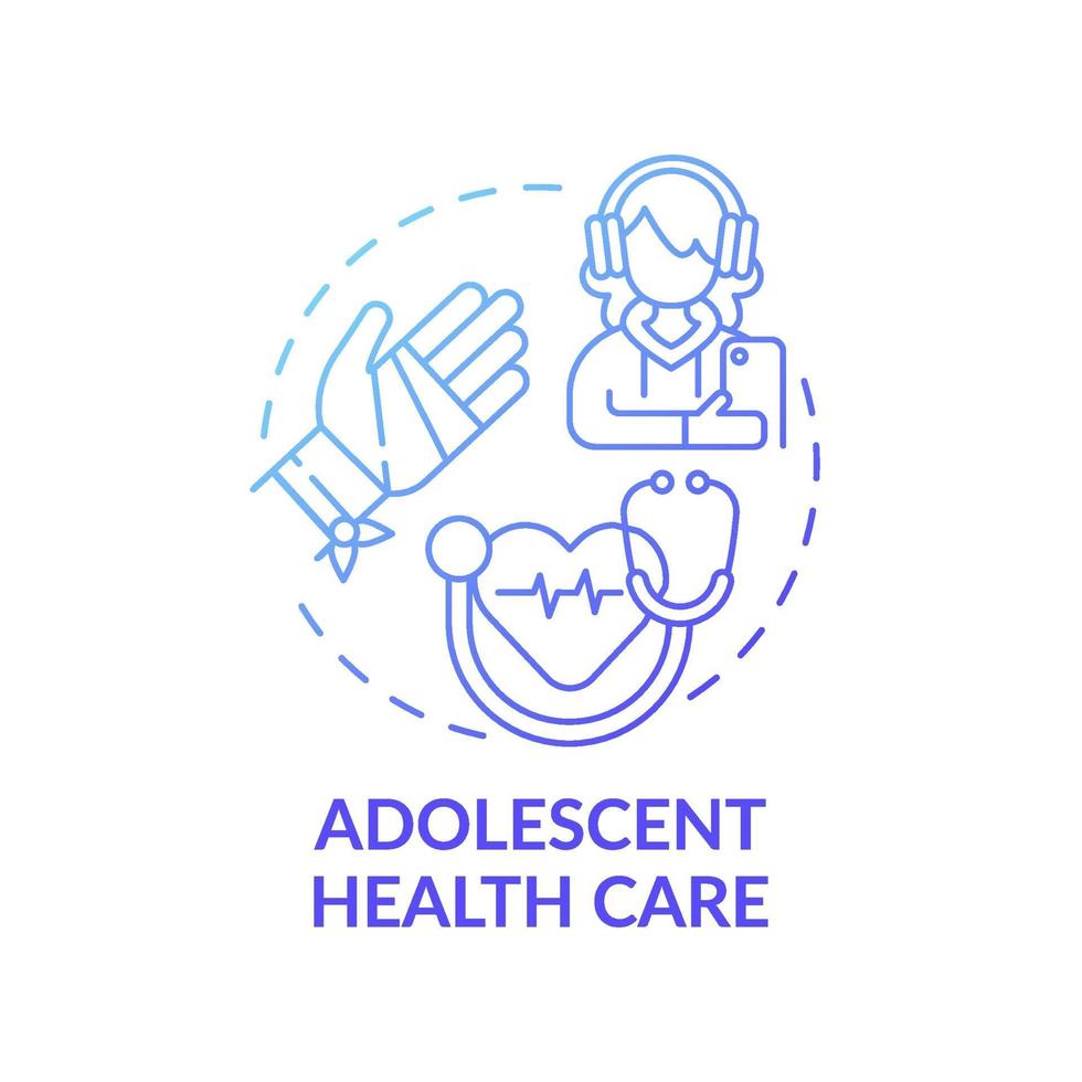 icône de concept de dégradé bleu de soins de santé pour adolescents vecteur