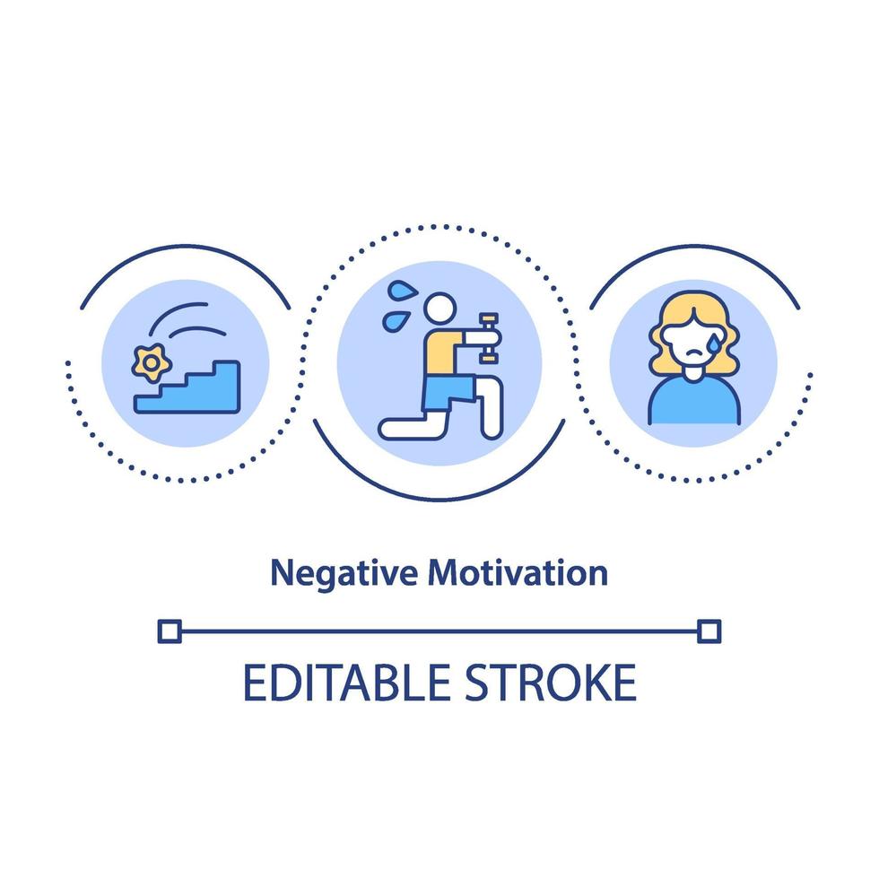 icône de concept de motivation négative vecteur