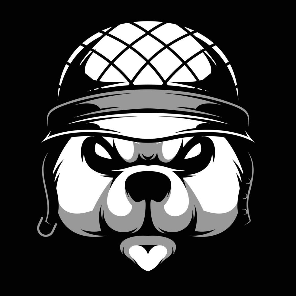 ours soldat noir et blanc mascotte conception vecteur