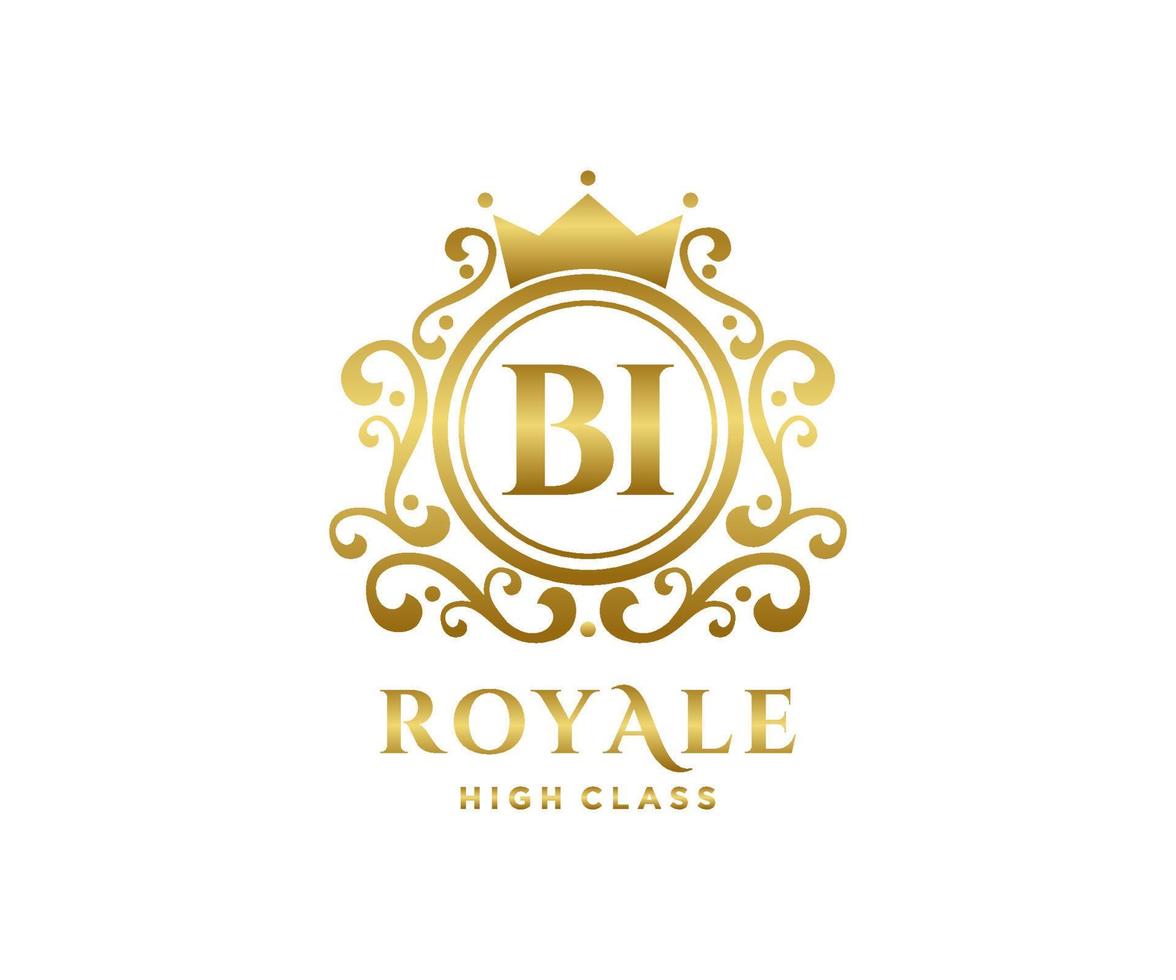 d'or lettre bi modèle logo luxe or lettre avec couronne. monogramme alphabet . magnifique Royal initiales lettre. vecteur
