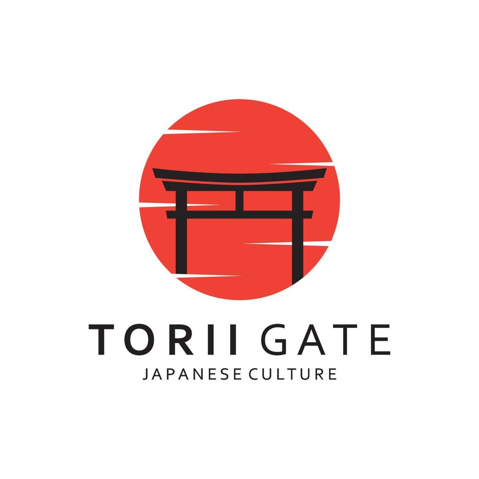 Japonais torii porte logo conception vecteur illustration modèle