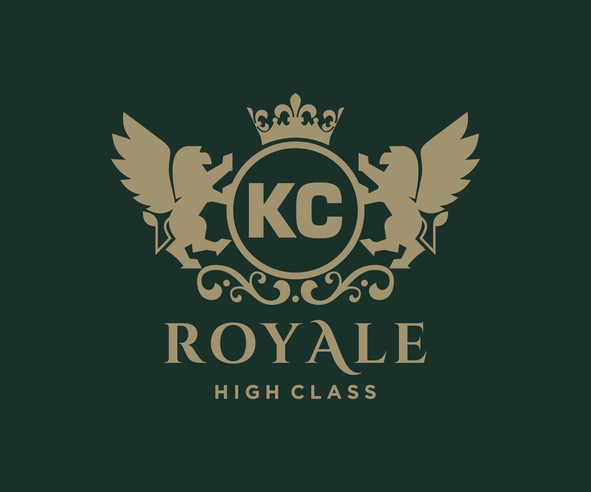 d'or lettre kc modèle logo luxe or lettre avec couronne. monogramme alphabet . magnifique Royal initiales lettre. vecteur