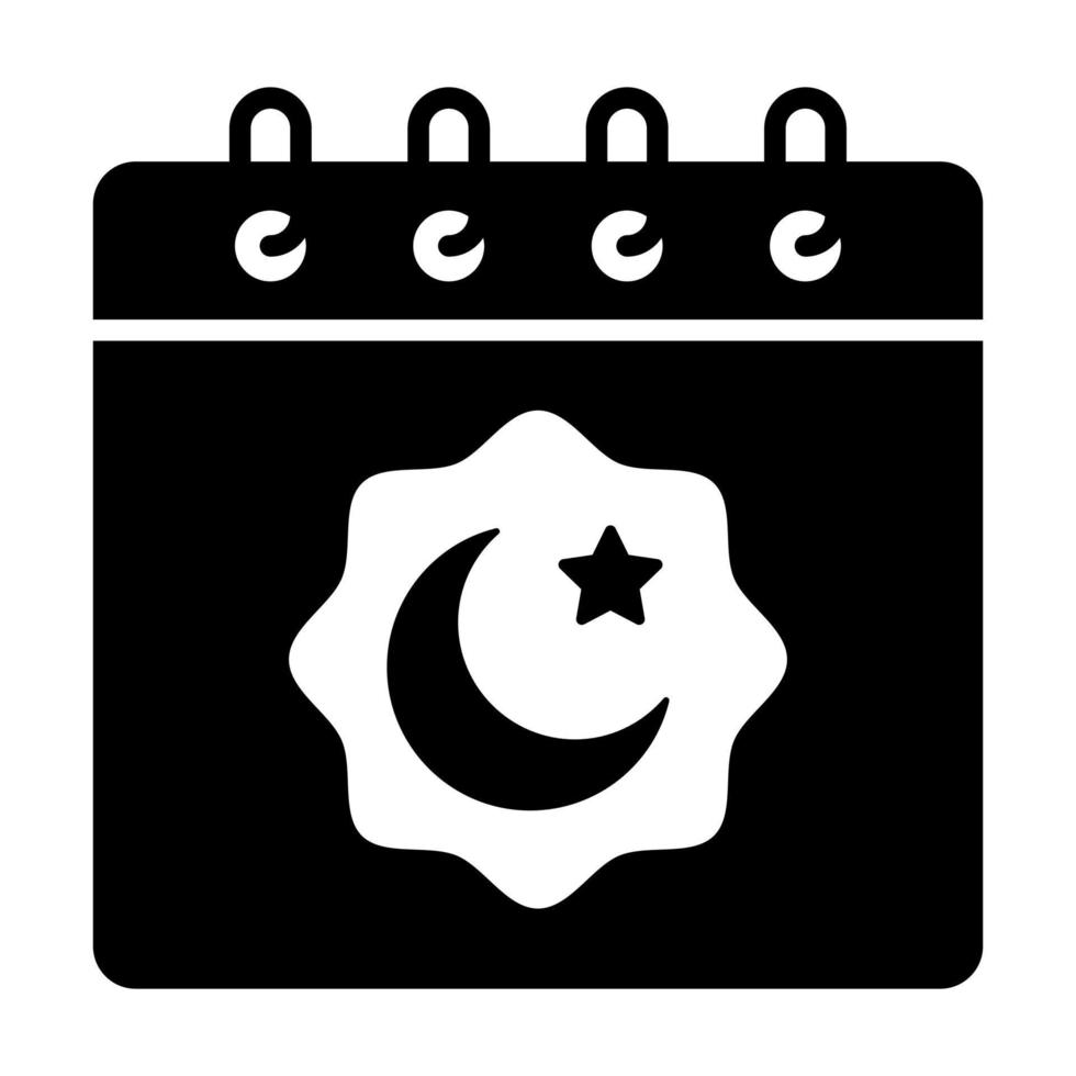 lune et étoile avec calendrier montrant concept de Ramadan calendrier vecteur