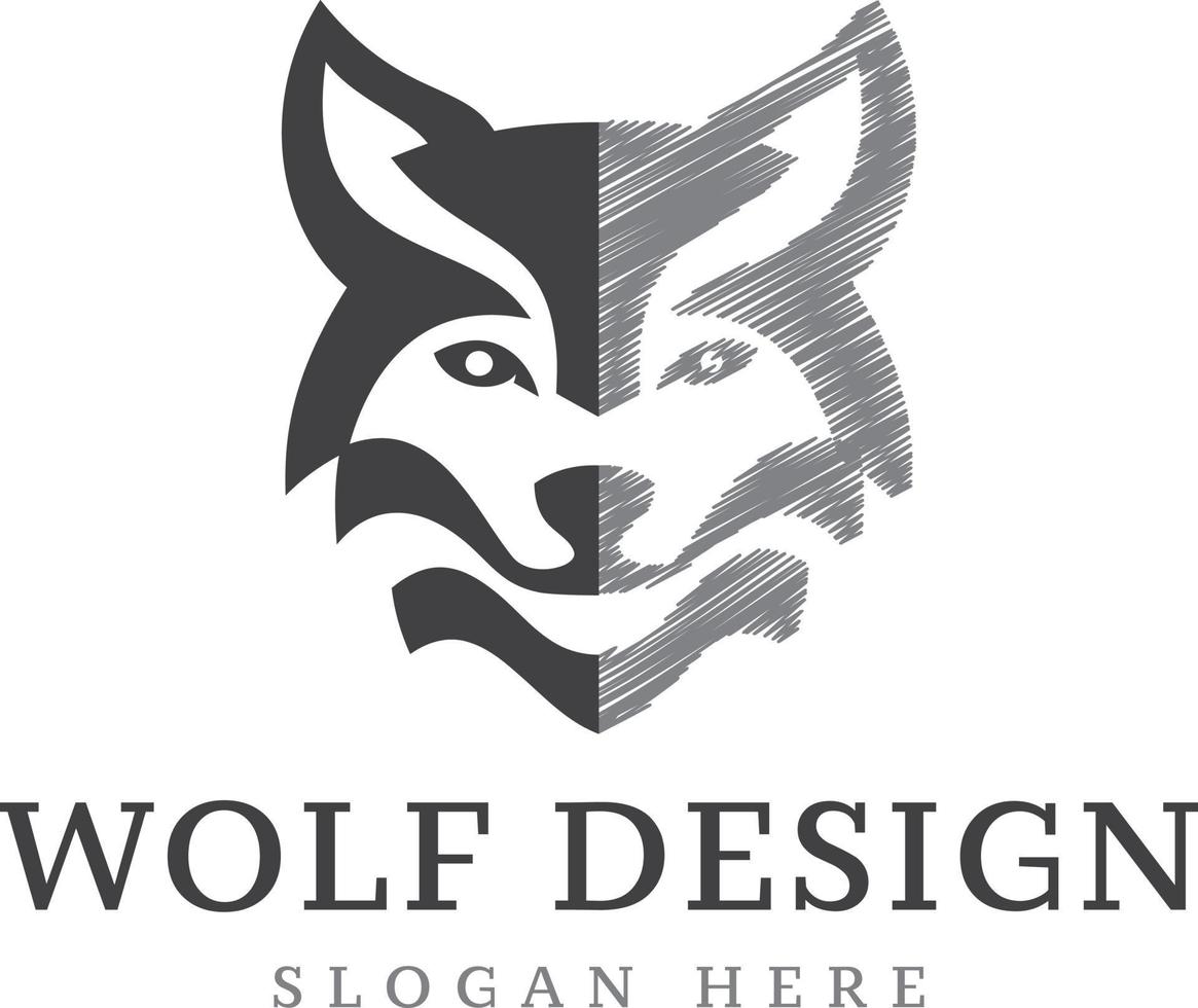 esquisser Loup logo vecteur illustration