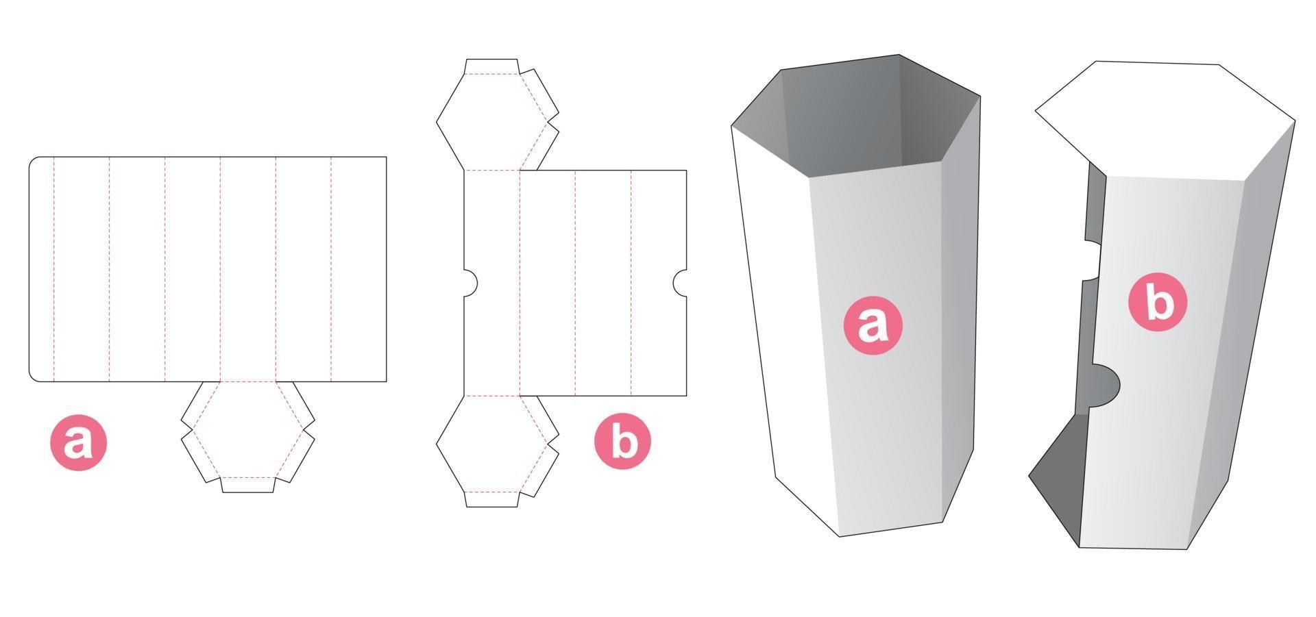 grand hexagonal avec couvercle gabarit découpé vecteur