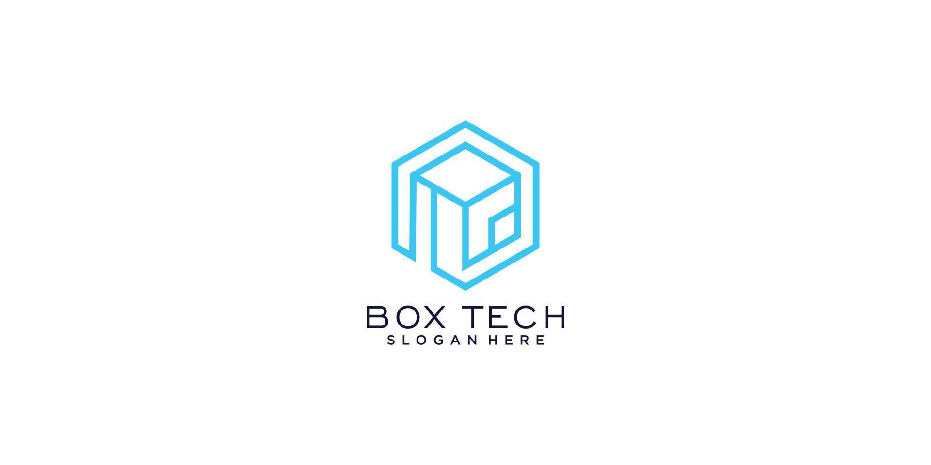 création de logo box tech avec un concept moderne vecteur